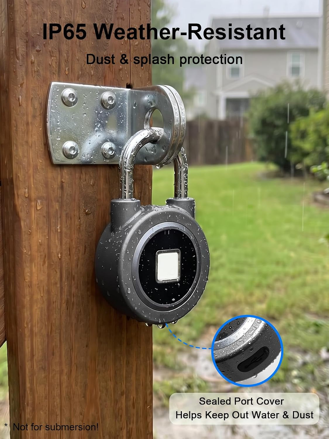 Fingerprint Lock Biometric Gym Lock for Locker, Bluetooth Smart Padlock, Rechargeable Waterproof Lock for Gym Locker, School Locker, Gate, Fence, Shed, Garage (Grey)