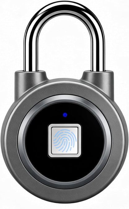 Fingerprint Lock Biometric Gym Lock for Locker, Bluetooth Smart Padlock, Rechargeable Waterproof Lock for Gym Locker, School Locker, Gate, Fence, Shed, Garage (Grey)