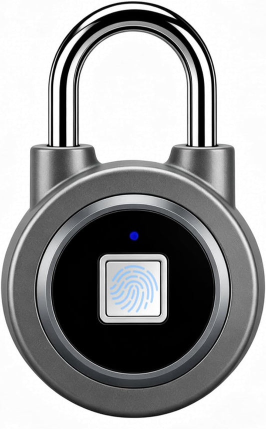 Fingerprint Lock Biometric Gym Lock for Locker, Bluetooth Smart Padlock, Rechargeable Waterproof Lock for Gym Locker, School Locker, Gate, Fence, Shed, Garage (Grey)