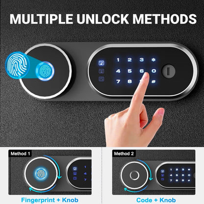 Safe Box, 0.6 Cuft Biometric Safe Lock Box with Fingerprint,Code and Keys Quick Unlock,Security Money Safe Lock Cabinet,Black