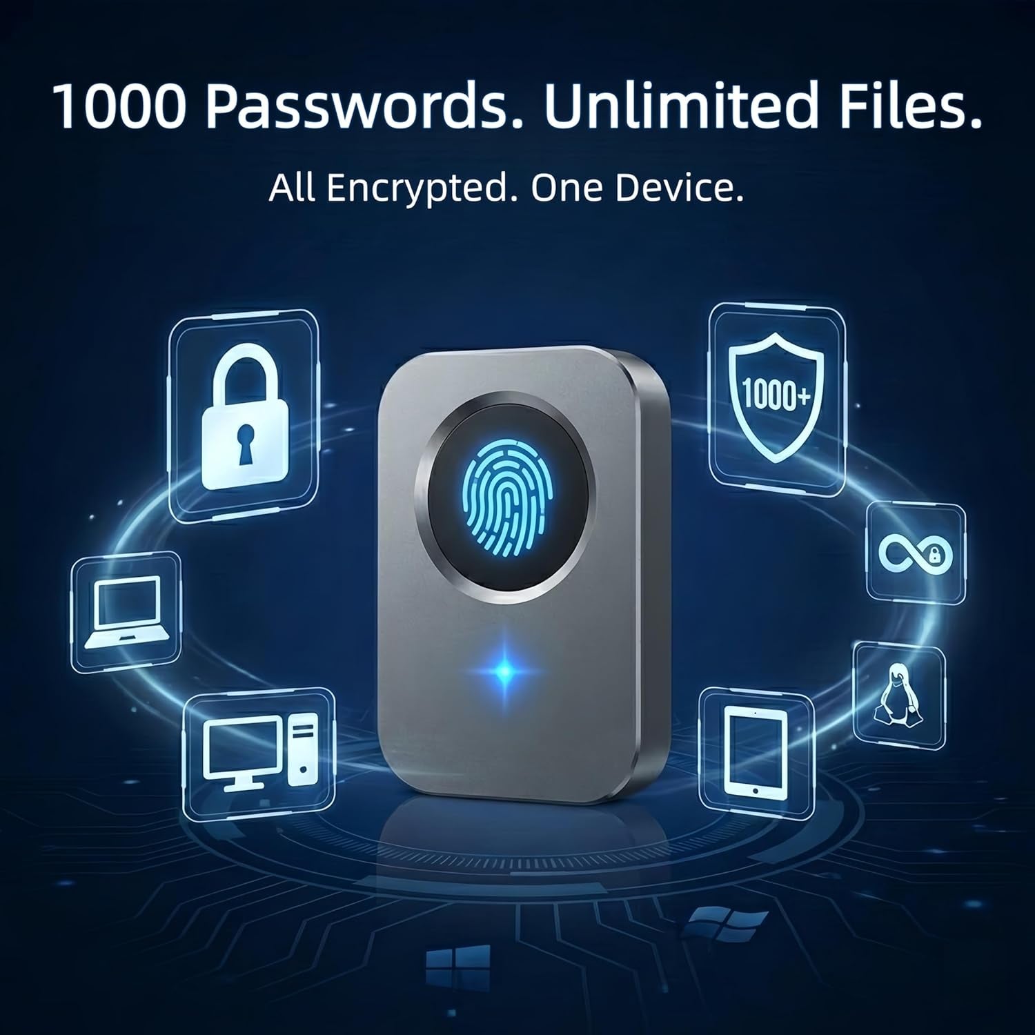 Windows Hello Fingerprint Reader for Windows 11 10, Offline Physical Security Vault for PC, USB Biometric Fingerprint Scanner, 360° Touch Secure Login & Data Encryption Device for Laptop Sliver