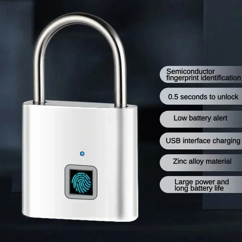 Intelligent Fingerprint Padlock, Outdoor Waterproof and Rust Proof Padlock, Intelligent Electronic Padlock Head
