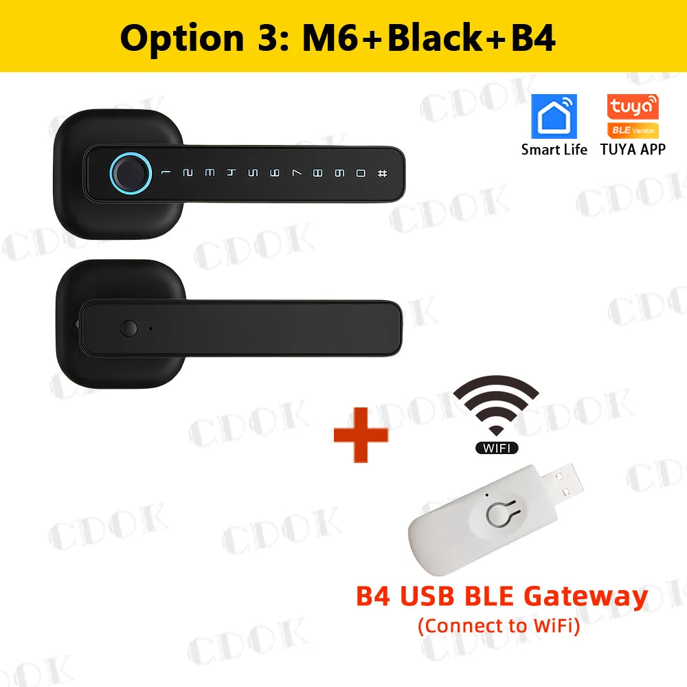 2025 M6 Tuya Bluetooth Smart Lock - Fingerprint & Password Door Lock with Multiple Unlocking Methods
