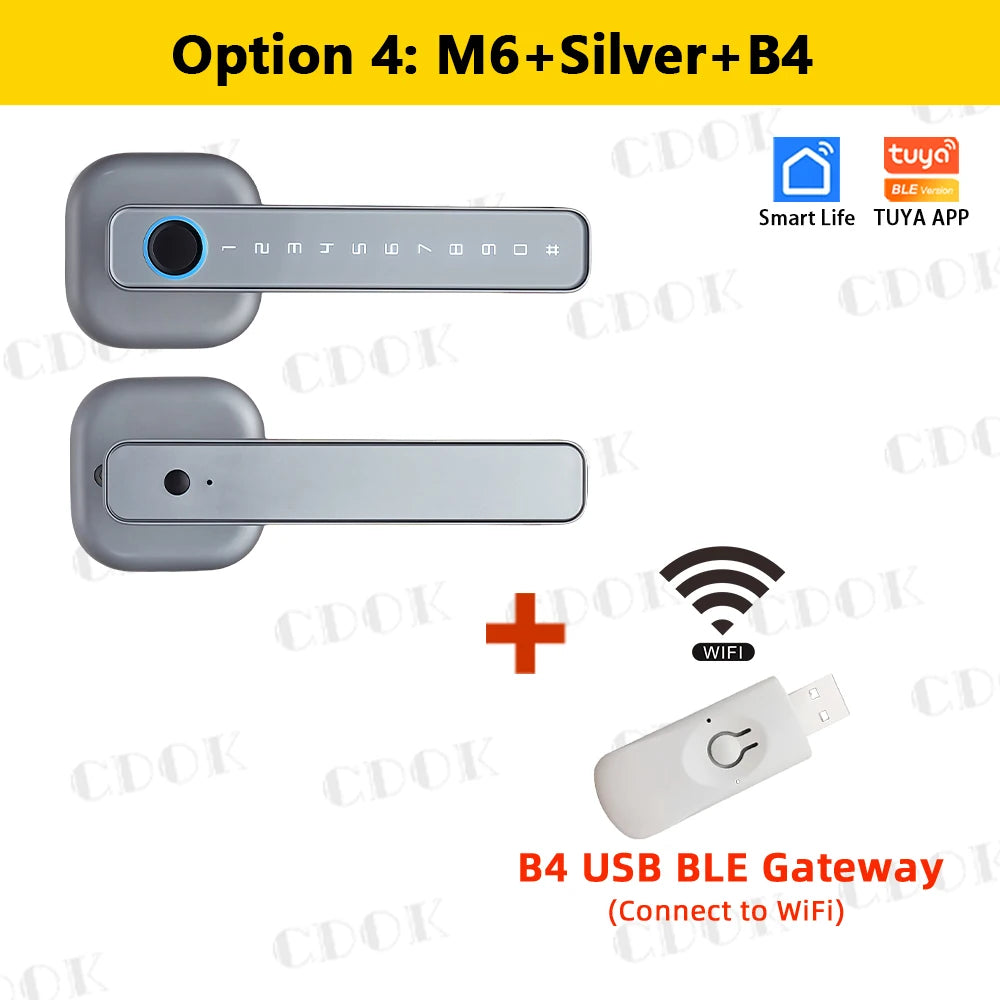 2025 M6 Tuya Bluetooth Smart Lock - Fingerprint & Password Door Lock with Multiple Unlocking Methods