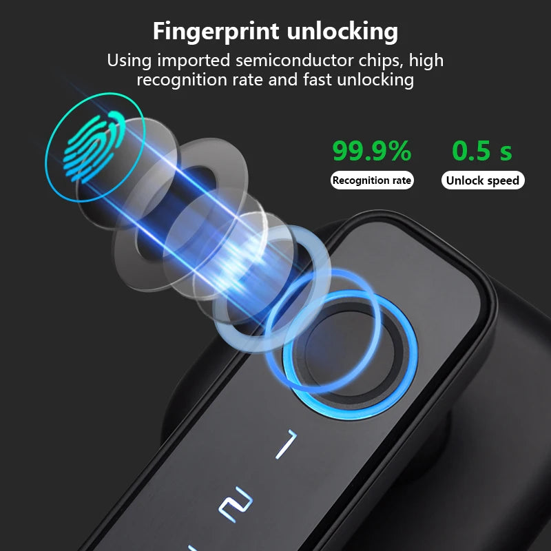 2025 M6 Tuya Bluetooth Smart Lock - Fingerprint & Password Door Lock with Multiple Unlocking Methods