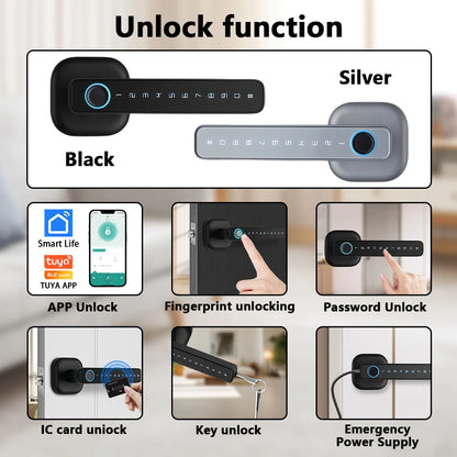 2025 M6 Tuya Bluetooth Smart Lock - Fingerprint & Password Door Lock with Multiple Unlocking Methods